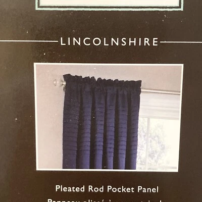 Allen Roth LINCOLNSHIRE Pleated Satin Dark Navy Blue Window Rod Panel 50" x 84" - Image 1 of 4