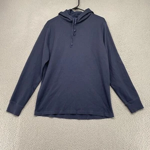 REI Hoodie Mens Large Waffle Wallace Lake Navy Blue Pullover Sweater Cotton - Picture 1 of 11