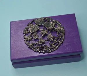 Upcycled, altered Purple wooden box w/top accent - Picture 1 of 6