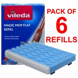 6x VILEDA Magic Flat Mop Sponge Refill Head 3D Floor Cleaning Pad Replacement - Picture 1 of 10