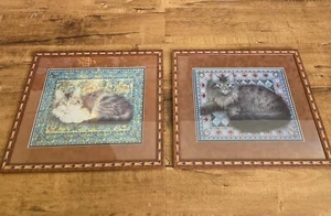 Lesley Anne Ivory Cats on Carpet Expertly Framed Print  w/ Tru Guard Uv VTG Lot - Picture 1 of 14