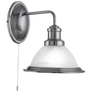 Searchlight 1481SS Bistro Single Wall Light, satin silver, marble glass - Picture 1 of 1