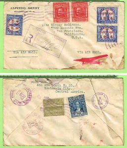 Guatemala Einschreiben Luftpost 9. Oktober 1934 Guatemala Stadt nach USA - Bild 1 von 1
