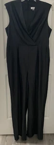 CALVIN KLIEN womens overlap sleeveless jumpsuit charcoal size 14 - Picture 1 of 5