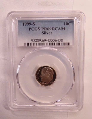 1999S 10C SILVER Roosevelt Dime Proof PCGS PR69DCAM - Image 1 of 2