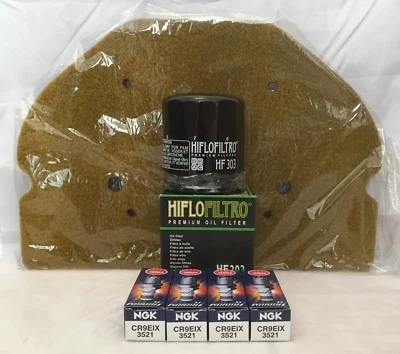 Kit de serviço para KAWASAKI ZX7R / ZX7RR NINJA (filtros e 4 x plugues de irídio NGK) - Imagem 1 de 4