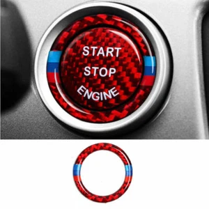 Fit For 2005-2012 BMW 3-Series Red Carbon Fiber One-Button Start Switch Cover - Picture 1 of 5