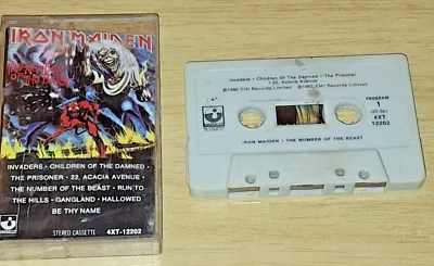 IRON MAIDEN NUMBER OF THE BEAST CASSETTE TAPE 1982 EMI 4XT 12202  VG - Image 1 of 3