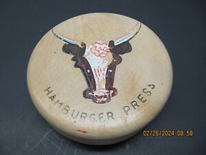 Vintage Western Wooden Hamburger Press size 6 " Made in Japan