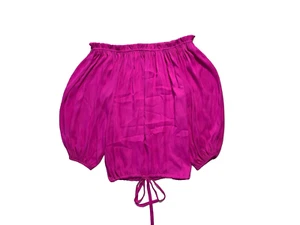 Alice & Trixie $225 Fuchsia Blouse Small Off The Shoulder Top Flouncy Peasant - Picture 1 of 7