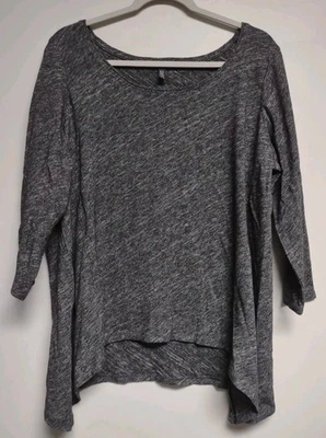 Top túnica Eileen Fisher XL algodón orgánico lana virgen gris dobladillo asimétrico  Foto 1 de 4