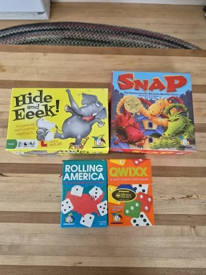 Lot of 4 GameWright Games Eek! Qwixx Rolling America Snap 3 Games  - Image 1 of 4
