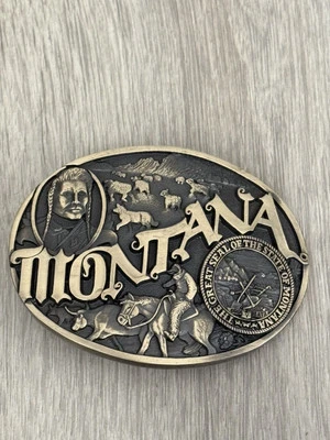 Hebilla de cinturón vintage de latón del estado de Montana 80 vintage Foto 1 de 4