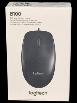 NEW GENUINE OEM Logitech B100 USB Standard Wired Mouse - 910-001439 - Image 1 of 4