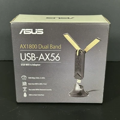 Adaptador Wi-Fi USB ASUS USB-AX56 banda dupla AX-1800 WPA3 para jogos e streaming - Imagem 1 de 4