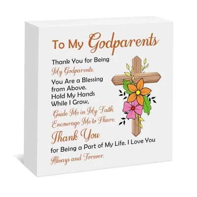 Caja de madera letrero regalo para padrinos de padrinos padrinos regalos para bautismo  Foto 1 de 4