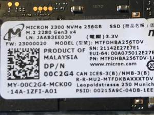 Micron 2300 256GB MTFDHBA256TDV 0C2G4 2280 NVME SSD Solid State Drive - Picture 1 of 1