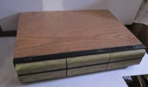 Vintage Unique Design 42 Cassette Storage Case Tape Holder 3 Drawer Faux Wood - Picture 1 of 5