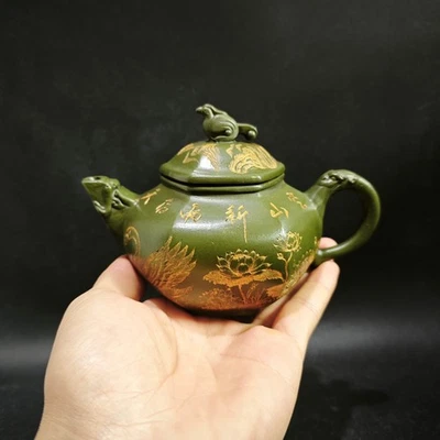 Yixing Zisha Tetera Gongfu Coladores para Juego de Té Decoración Oriental Grúa Dorada Foto 1 de 4