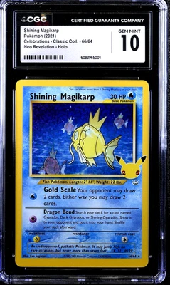 Shining Magikarp 66/64 Holo - 2021 English Celebrations - CGC 10 Gem Mint - Image 1 of 2