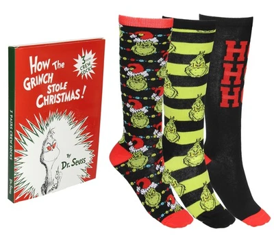 Dr. Seuss Cómo el Grinch robó calcetines de Navidad paquete de 3 cuentos conjunto de caja de regalo Foto 1 de 4