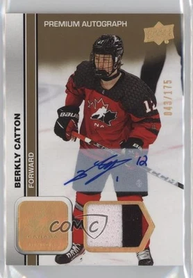 2023 Upper Deck Team Canada Juniors Men's U-18 /175 Berkly Catton #23 Patch Auto - Image 1 of 2
