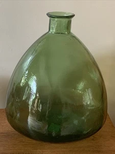 Huge Vidrios San Miguel Green Jade 100% Recycled Glass Hand Made Vase 17"H X 15" - Picture 1 of 5