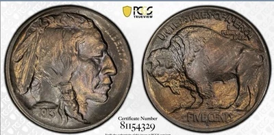 1913 S BUFFALO NICKEL TYLE 1 PCGS MS65 - GORGEOUS TONING!!! - Image 1 of 3
