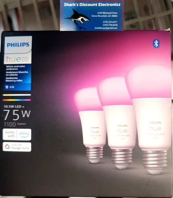 New Philips Hue Smart - 3 Pack 75W A19 LED Bulb White Color Ambiance Light ☆READ - Image 1 of 3