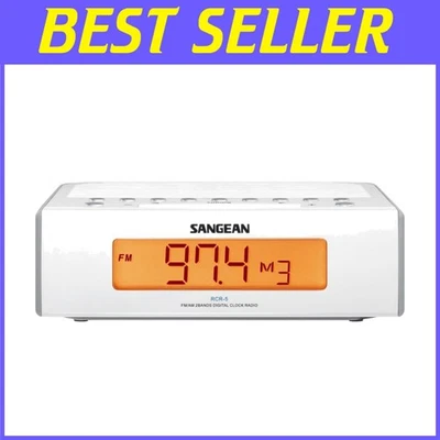 Compact AM/FM Clock Radio, White - Image 1 of 4