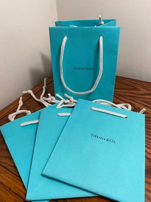 TIFFANY & CO SET OF 4 GIFT BAGS 6" X 5" X 4"  SMALL - Image 1 of 3