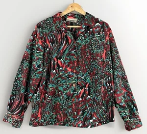 Vintage Donnkenny Women's Top Large Petite Colorful 80's Animal Print Mob Wife - Picture 1 of 11