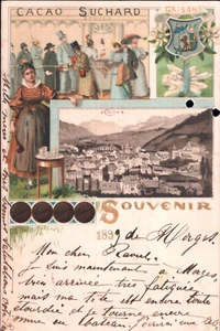 Cacao Suchard , Souvenier 1899 , Lithokarte - Bild 1 von 2