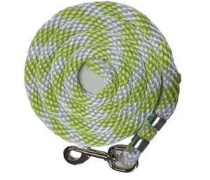 Pony Nylon Lead Rope 70 "with steel Swivel Snap-neon lime/white CANDY CANE - Picture 1 of 2