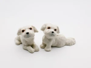 2 White Shih Tzu Ceramic Dog Figurines, Gift for dog lovers, Home Decoration - Picture 1 of 6