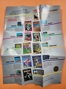 Arcade Hits From Data East Nintendo NES Poster Insert DAT-NES-US 16" 1988 - Picture 1 of 3