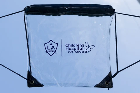 LA Galaxy Clear Drawstring Backpack SGA 3/4/18 Sponsored By Children’s Hospital Cover