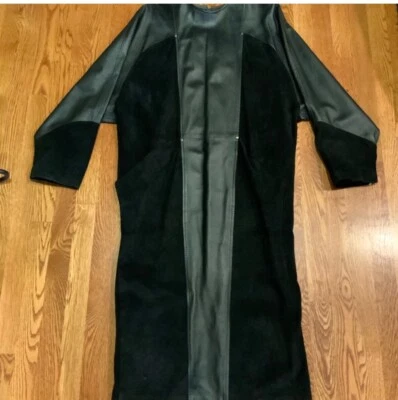 Vintage Getty Goddard Paris Dress Leather Suede Black Size 2 Pockets READ - Image 1 of 4