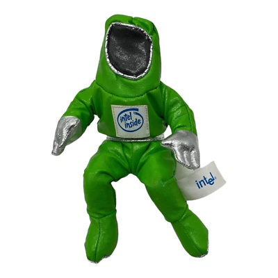 Intel Inside Space Man Bunny Suit People Plush Beanie Green Metallic 90s - Image 1 of 3