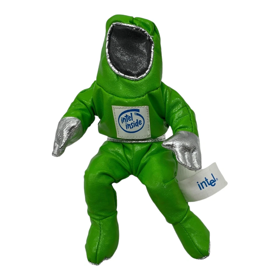 Intel Inside Space Man Bunny Suit People Plush Beanie Green Metallic 90s - Image 1 of 3
