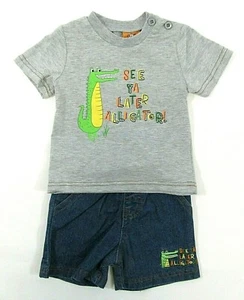 Alligator Summer 2 Piece Set Top Denim Shorts Animal Baby Boys 6 24 M 07 - Picture 1 of 11