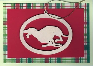 "Tarjeta de Navidad Greyhound con adorno de recuerdo extraíble ""Tucker" - Imagen 1 de 2