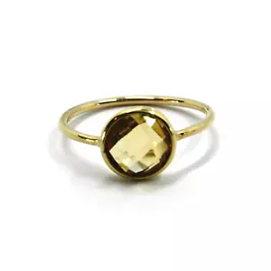ANELLO ORO GIALLO 18K, SOLITARIO CON CITRINO O AMETISTA O TOPAZIO TONDO DA 8 MM - Imagen 1 de 9
