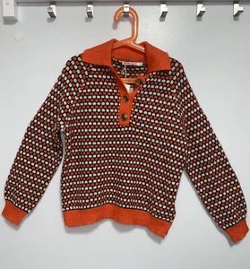 MONOPRIX TEENS Alpaca Sweater Size 10 NEW NWT 129/140cm Orange Blue White Dots - Picture 1 of 9