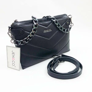 Jen & Co. Britt Vegan Puffer Crossbody Bag Black 11x8x2 inches - Bild 1 von 9