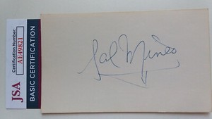 SAL MINEO- "Rebel Without A Cause" Actor ("Plato")- SIGNED 3 x 5 Card- COA-JS