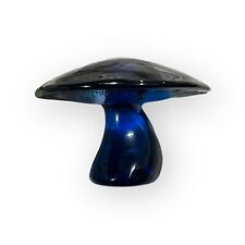 Vintage MCM Viking Glass Bluenique Jumbo Mushroom 6” Cap 4” Tall