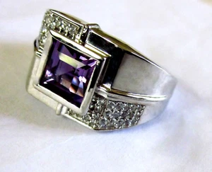 Amethyst & weißer Zirkon Ring / Größe 9 / 925 Sterling Silber / 3,15ct, 7,5g - Bild 1 von 5