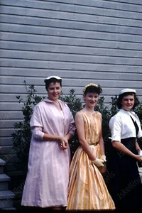 1956 pretty women easter dress kodachrome red border 35mm slide Cj17 - Picture 1 of 1