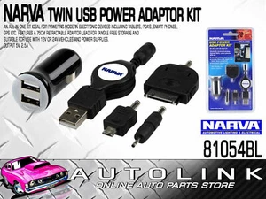 NARVA 81054BL TWIN USB POWER ADAPTOR ALL IN ONE KIT FOR SMART PHONE TABLET IPOD - Picture 1 of 2